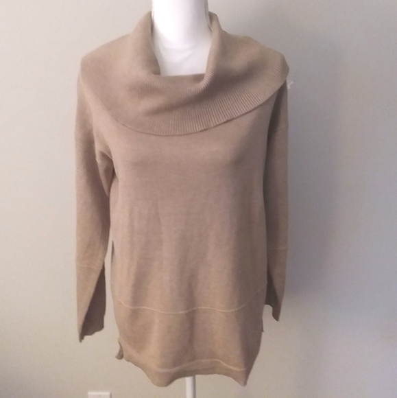 Verve Ami Sweaters - WINTER SALE NWT Verve Ami Tan High Low Knit Sweater w/Cowl